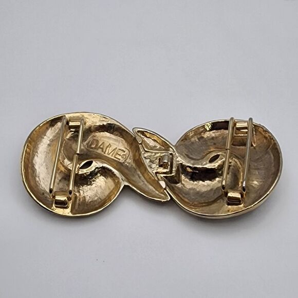 Vintage Dame Gold Tone Modernist Infinity Twist Scroll Belt Buckley - Picture 3 of 4